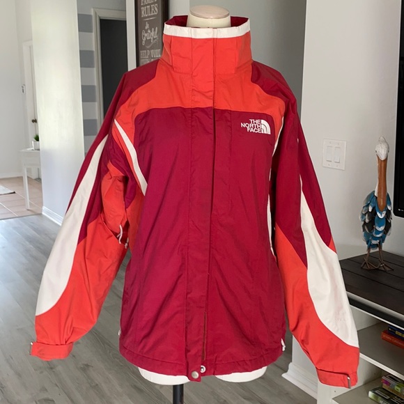 north face hyvent jacket red